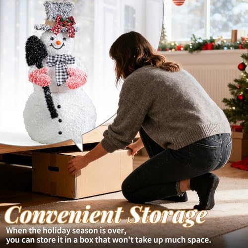 vingli 3ft lighted snowman christmas decorations outdoor indoor, view 9