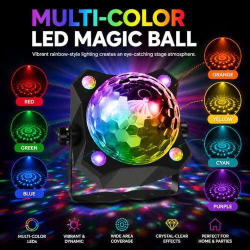 Disco Ball Light with Remote, Sound Activated Strobe and UV Blacklight