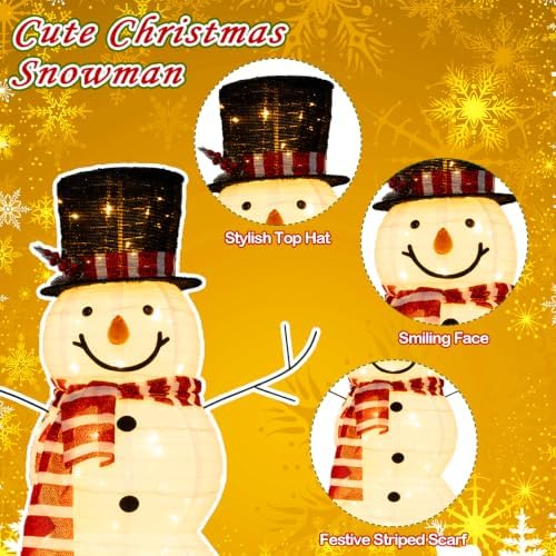 tangkula 4.2 ft outdoor lighted christmas snowman, yard, package contents