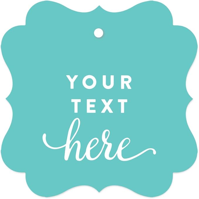 Andaz Press Fully Personalized Collection, Fancy Frame Square Gift Tags, Custom Made Any Name, Your Text Here, 24-Pack, for Presents, Gifts, Favors, Boxes, and Treat Bags