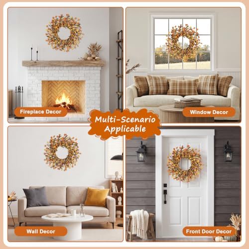 24 inch fall wreaths for front door, fall on a desk or shelf