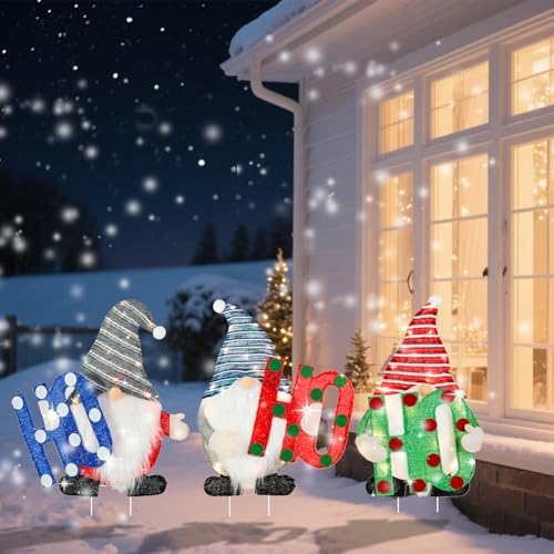 mumtop lighted christmas gnome yard stakes for outdoor showing dimensions
