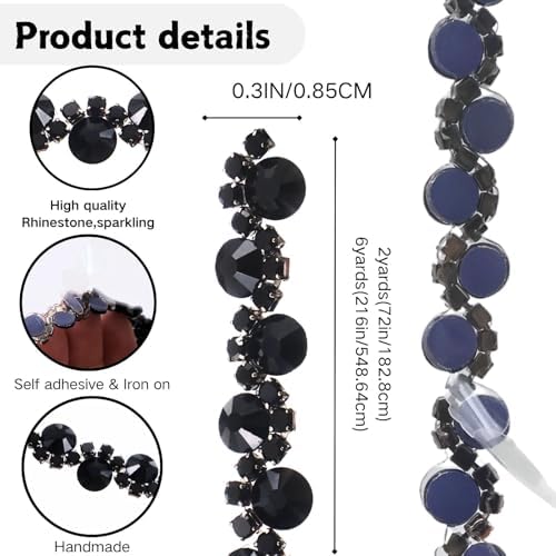 bijou joon 6 yards black self adhesive rhinestone shown in use