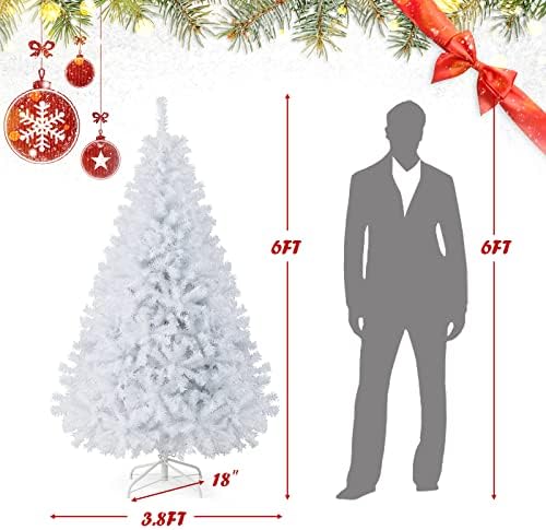 goplus 6ft white artificial christmas tree with 1000 on a desk or shelf