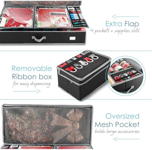 hearth & harbor wrapping paper storage container with, close-up detail