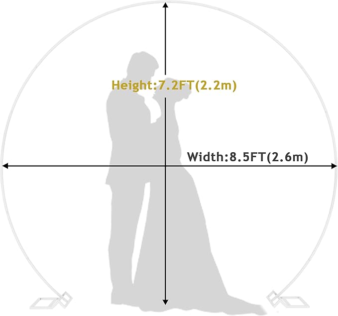 Wokceer Wedding Arch 8.5FT Round Backdrop Stand Metal Circle Balloon Arch Frame Stand for Wedding Ceremony Birthday Party Bridal Shower Anniversary Candy Tables Decoration