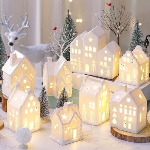 cindeer 26 pcs white elegant ceramic christmas village, package contents