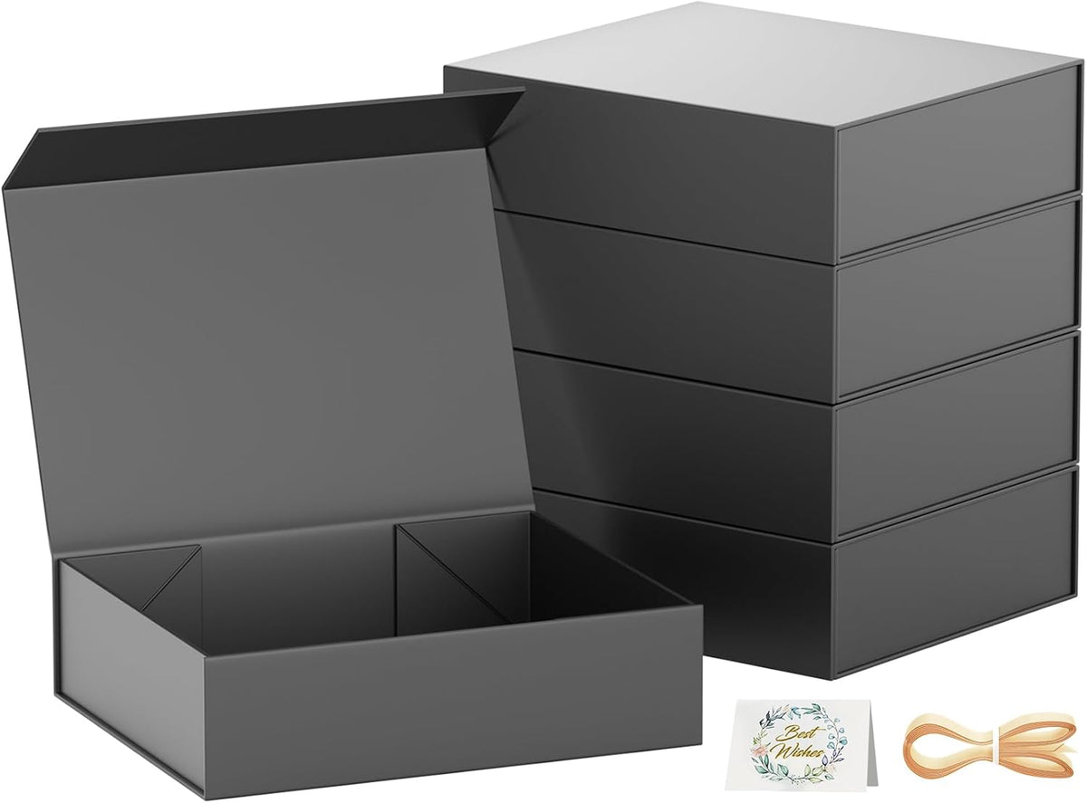 pshvym 5pack gift box 11.5x7.8x3 in,black gift boxes, main product view
