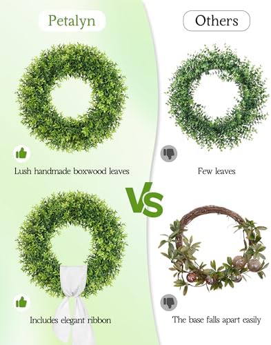 24 inch large boxwood wreath spring summer green, close-up detail