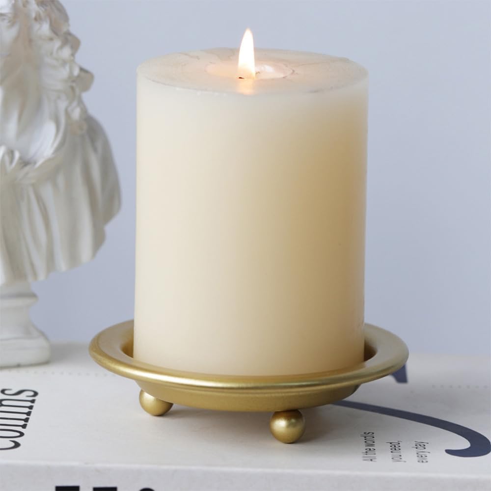 Elegant Gold Iron Candleholders Set – Round Design for Sophisticated Home Décor