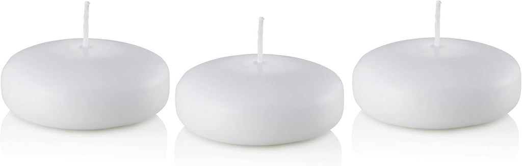 D'light Online Large White Floating Candles 3 Inch Wax Discs for Events, Weddings, Spa, Home Decor, Special Occasions, Cylinder Vases, Centerpieces, Pool and Holidays (Large - 3" (Set of 12), White)