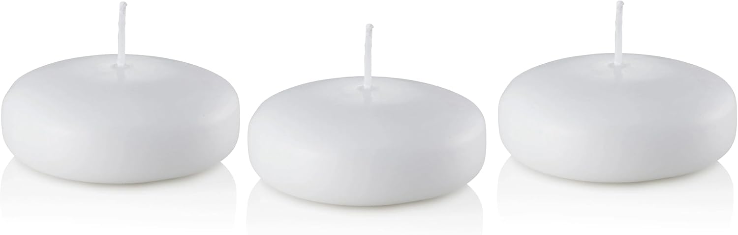 D'light Online Large White Floating Candles 3 Inch Wax Discs for Events, Weddings, Spa, Home Decor, Special Occasions, Cylinder Vases, Centerpieces, Pool and Holidays (Large - 3" (Set of 12), White)