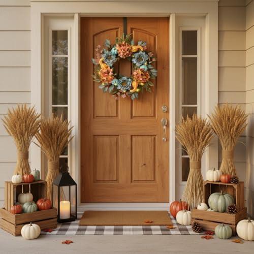 decorbyhannah 24'' fall wreath for front door with shown in use