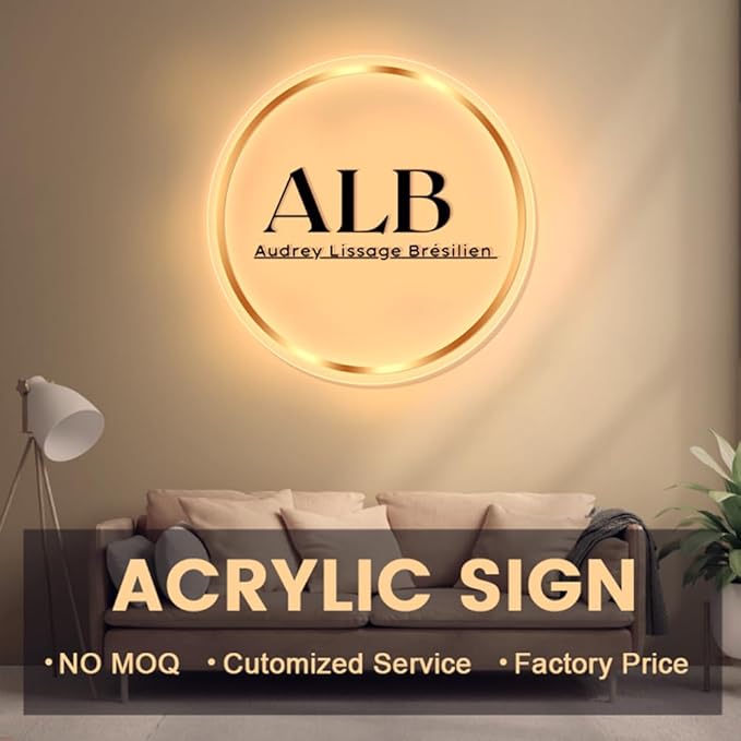 Custom LED Neon Sign for Business - Personalized Backlit Logo Sign, Floating Acrylic Metal Wall Decor for Salon, Office, Bar, Shop, Studio Illuminated Light Up Sign