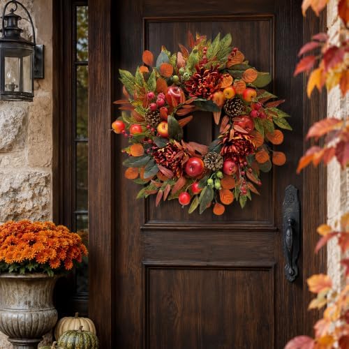svndlyn 22 inch fall front door wreath with, side view