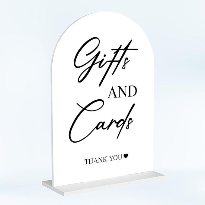 Cards and Gifts Sign for Wedding Acrylic Arch Wedding Bridal Shower Baby Shower Welcome Table Signs for Ceremony and Reception Decor 7 x 5 Inches