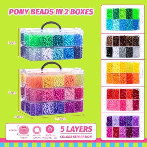 simetufy 14000pcs pony beads bulk 50 colors for, close-up detail