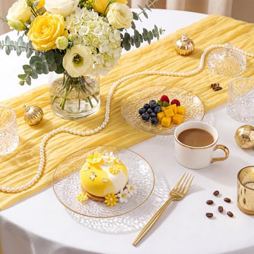 rubtlamp 200 pcs clear gold dessert plates with showing dimensions