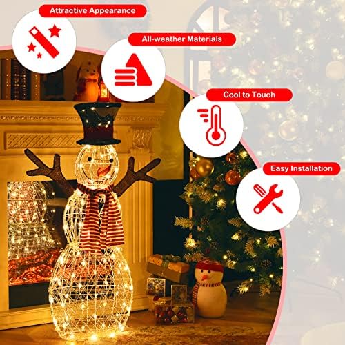 tangkula christmas lighted snowman, 3d sowman yard xmas on a desk or shelf