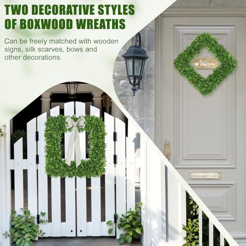 artgar 20 inch realistic boxwood wreath, spring wreaths, side view