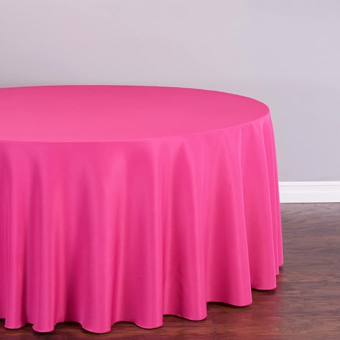 LinenTablecloth 108-Inch Round Polyester Tablecloth Fuchsia