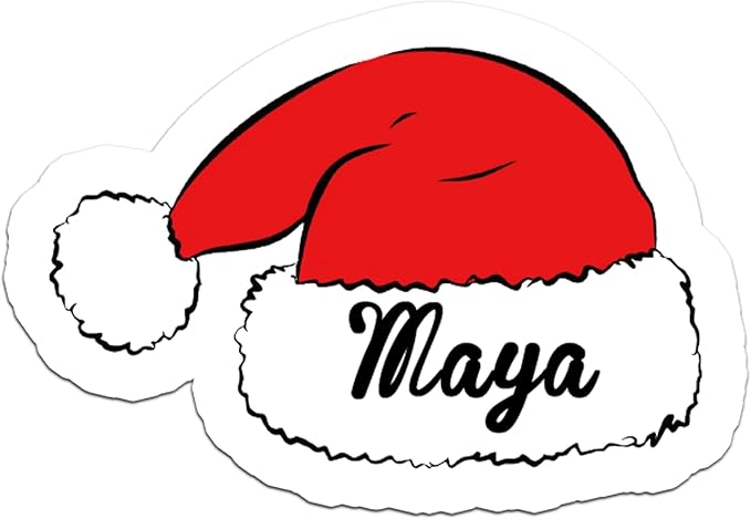 Personalized Christmas Stickers, Custom Name Waterproof Christmas Gift Tags for Gift Box Holiday Decorations, Stockings, Party Favors (Cute Santa Hat)
