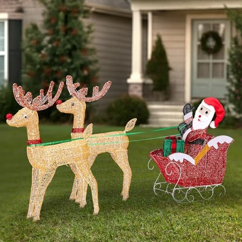 vingli 6ft lighted christmas reindeer and sleigh outdoor, package contents