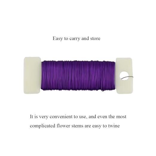HAHIYO 26Gauge Purple Metal Floral Wire - 1 Roll, 38 Yards (115 Feet) - Flexible Paddle Wire for Craft, Christmas Wreath, Flower Arrangement, Bouquet Wrapping, Wedding, DIY
