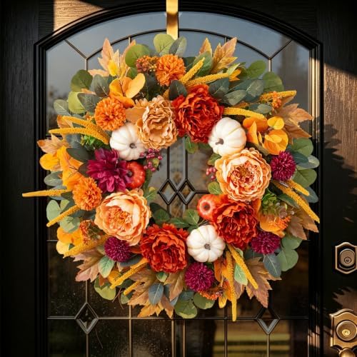 24 inch fall wreaths for front door with, package contents