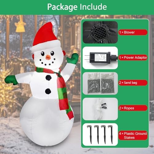 4ft inflatable snowman christmas decoration outdoor with led shown in use