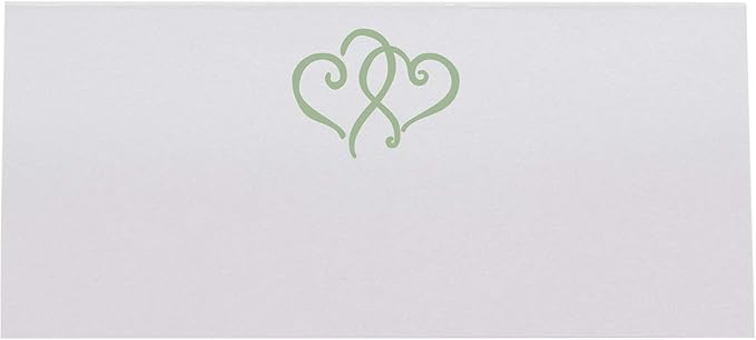 Linked Hearts Place Cards, Sage (Choose Color), Set of 25, Pre-cut and Scored - Wedding, Party, Dinner, and Special Events - Made in the USA