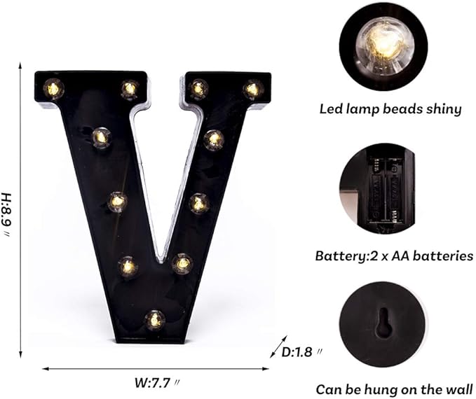 Foaky Black LED Marquee Number Lights Sign Light Up Marquee Number Lights Sign for Night Light Wedding Birthday Party Battery Powered Christmas Lamp Home Bar Decoration