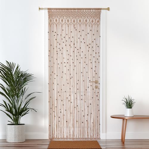 bechaeo boho handmade macrame beaded curtain, brown 1, package contents
