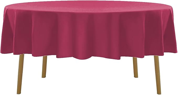 60 inch Round Tablecloth Washable Polyester Table Cloth Decorative Table Cover for Wedding Party Dining Banquet（60 inch,Burgundy）