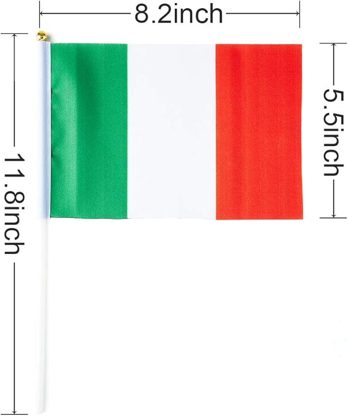 Italy Flag Italian Flag, Small Mini Handheld Italy Flags on Stick, Ideal for Party Parades Sports Events Patriotic Festival Decorations