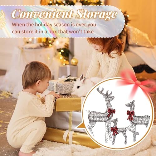 vingli 3 pack 5ft lighted reindeer set christmas, view 9