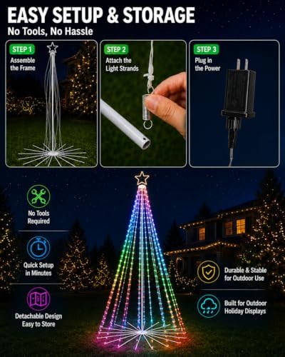 14.5ft outdoor christmas tree with light, diy light, front angle view