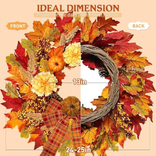 icx 24 inch fall wreaths for front door shown in use