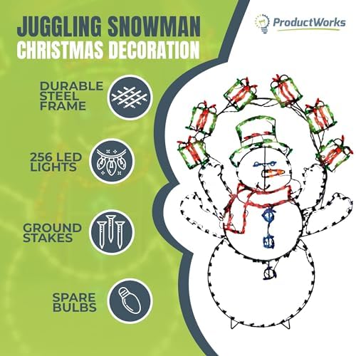 productworks snowman yard decoration - lighted led display shown in use