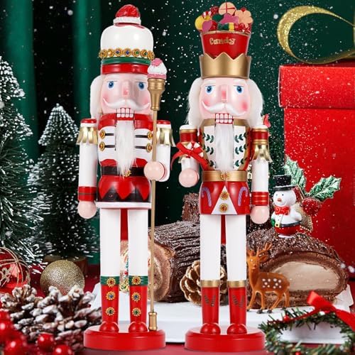 wooden christmas decorations nutcracker soldier, 38cm traditional painted showing dimensions