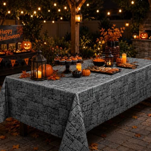 200 FT x 54 Inch Stone Wall Plastic Tablecloth Roll, Stone Wall Backdrop