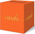 QIKSION Orange Graduation Card Box, Gold Foil Gift Card Box for Party, Graduation, Wedding Reception, Birthday, Baby Shower, Raffle