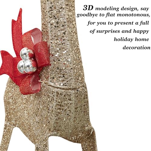 58 inch 3d gold large lighted christmas deer, front angle view
