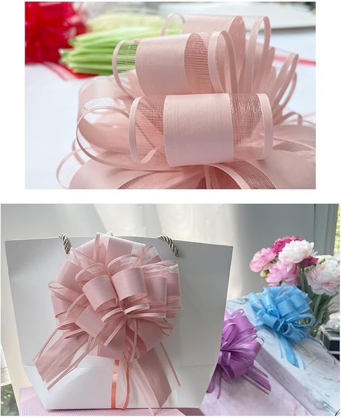 6 PC Pull Bows,Bow for Gift Wrapping,6 inches, Party Gift Wedding Ribbon Bows for Wrapping Boxes or Flower Decorations, Gift Decorations(Lotus Root Pink)