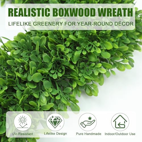 artgar 20 inch realistic boxwood wreath, spring wreaths shown in use