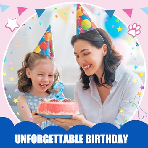 MTLEE Light Blues Dog Paw Candles Birthday Cake Decorations Cake Cupcake Topper for Boy and Girl Birthday Decoration (2)