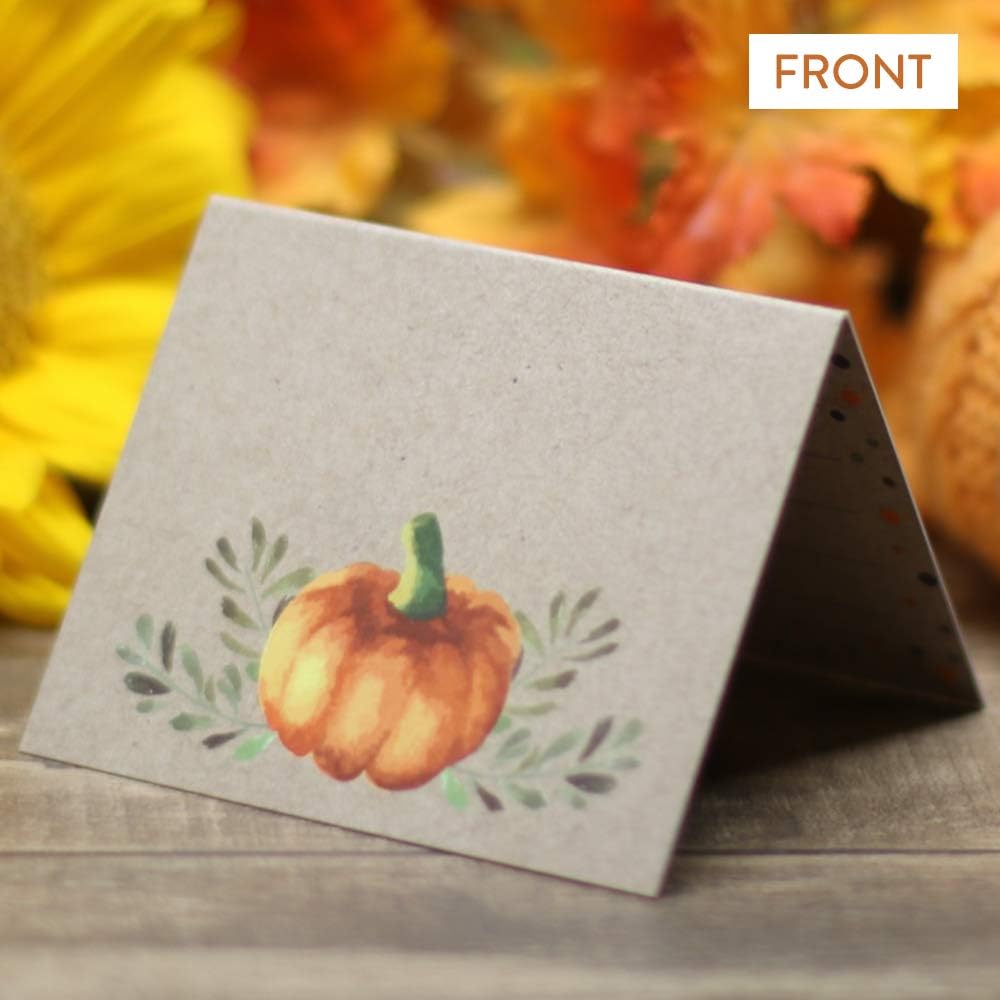 Koko Paper Co Thanksgiving Place Cards with Fill-in Gratitude Cards | Pack of 50 Cards | Printed on Heavy Card Stock.