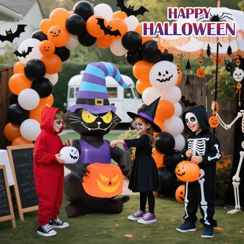 6ft halloween inflatable black cat, lighted yard decoration, package contents