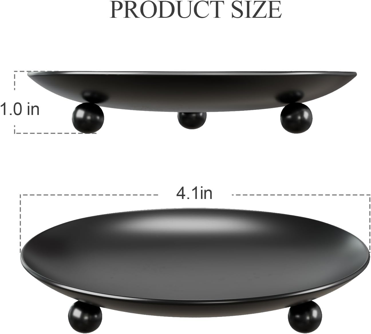 Black Candle Holders for Pillar Candles, Set of 2 Premium Metal Candle Plates Candle Stand for LED or Wax Candles, Decorative Pillar Candle Holder Dish for Table Centerpiece