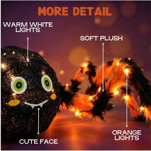 hairui halloween spider with lights 54in for home shown in use